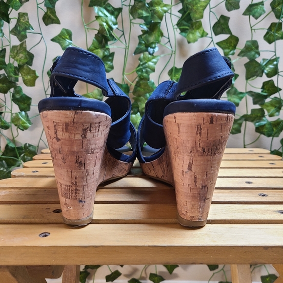 Chelsee Girl Women's Coastal Blue Pleather High Heels Summer Sandals - Picture 8 of 16